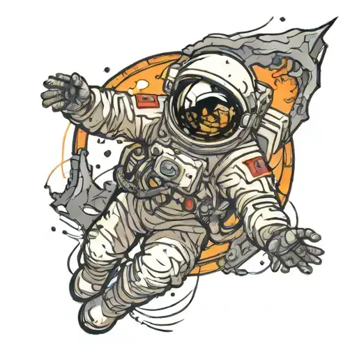 Astronaut With Light Coming From Cracked Helmet Glass