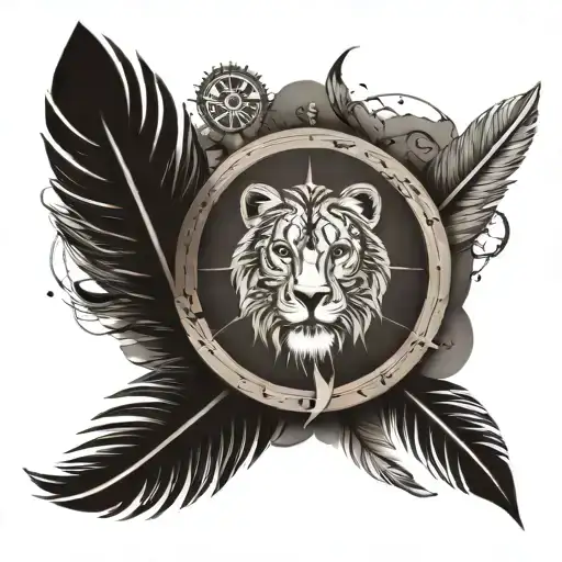 Lion Eye Inside A Feather Transforming And A Compass And Thalapathy