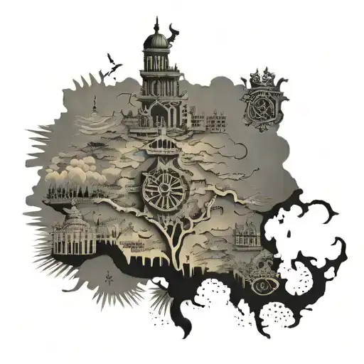 Egal With Panjab Map Made Entirely Done In Black Grey