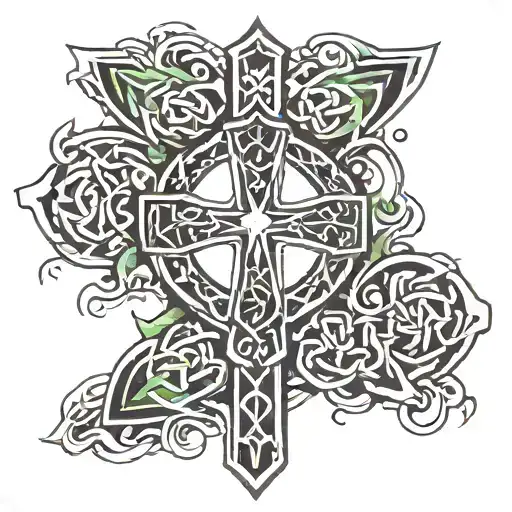 Celtic Cross Tattoo Design Incorperating Austin Through The Middle