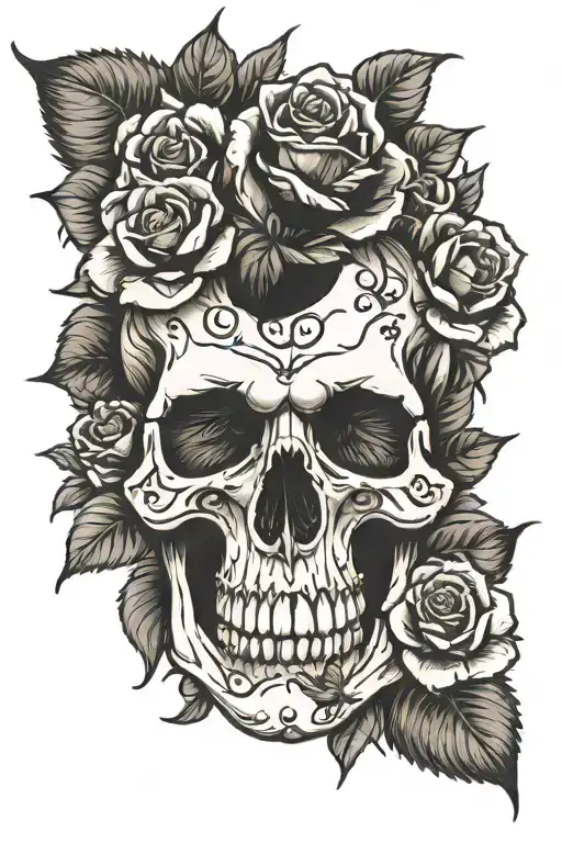 Skull With Roses