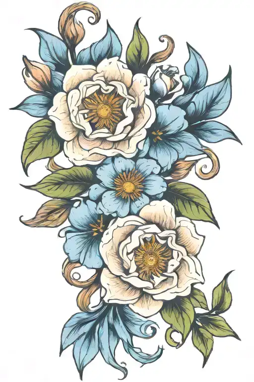 Jan April August Birth Flowers Intertwined