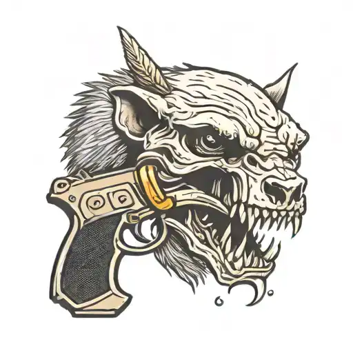 Honey Badger Skull With Gun