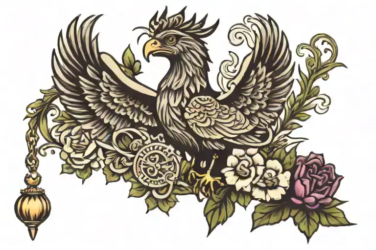 Mom Tribute Tattoo Combining Elements Like Liver Bird And Dates