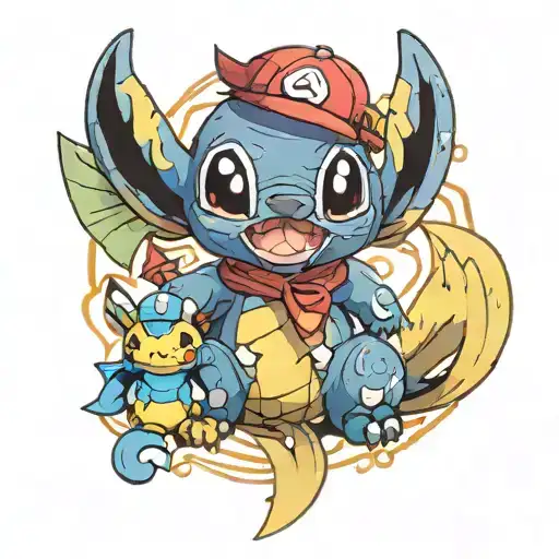 Stitch And Riachu Pokemon