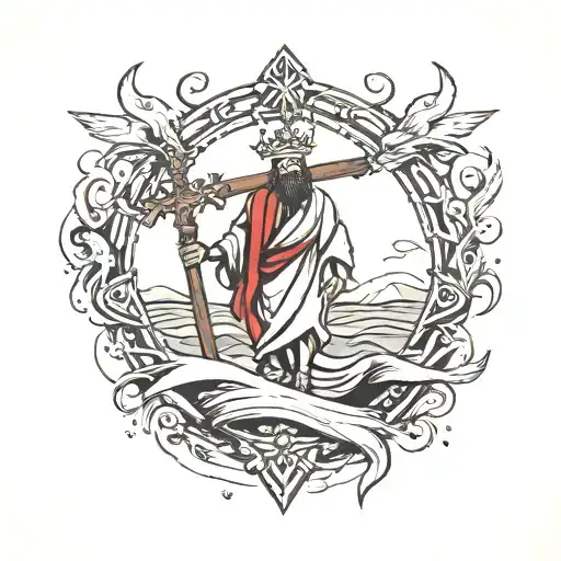 Walking Departing The Red Sea Walking Up To The Cross With The Crown Hanging