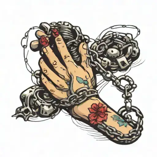 Rosary And Chain Wrapped Around Your Hand