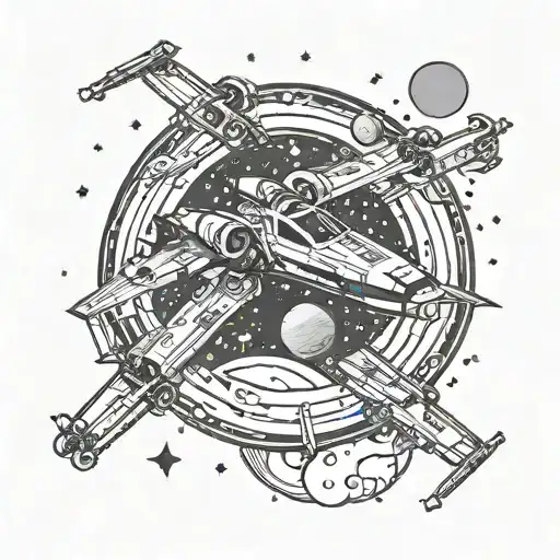 Star Wars X Wing In Space Surrounded By Planets
