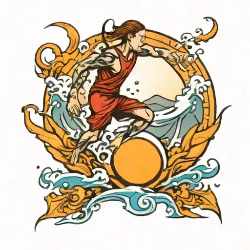 Runner And Sun And Water