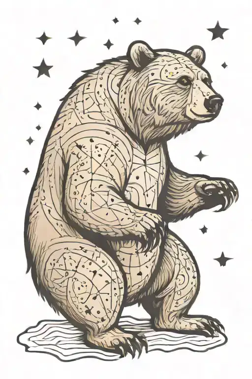 A Bear Looking At The Big Dipper Constellation