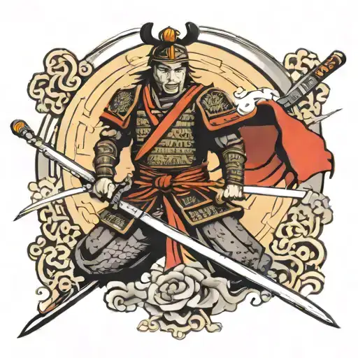 Samurai Warrior Wielding A Sword