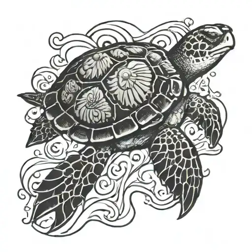 Sea Turtle Swimming Underwater