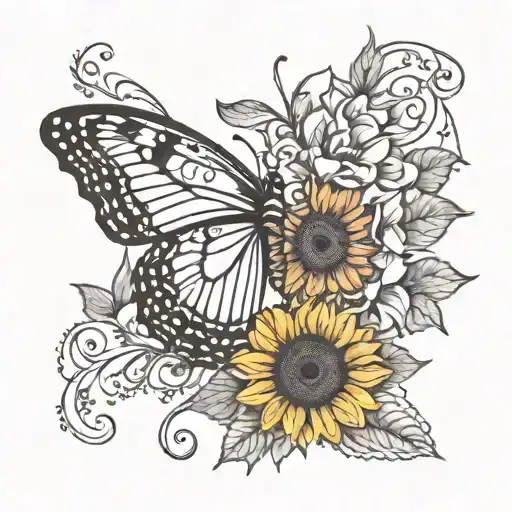 Butterfly With Sunflower