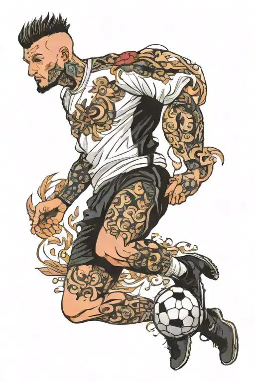 A White Football Shirt And Black Shorts Under