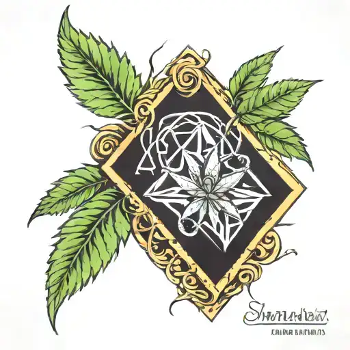 Marijuana And Diamond Shaped Line Outlining