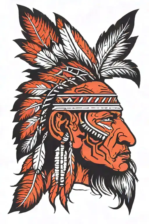 Red Indian Man Face Tattoo Design Inspired