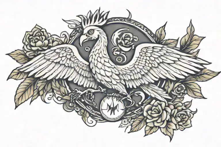 Mom Tribute Tattoo Combining Elements Like Liver Bird And Dates