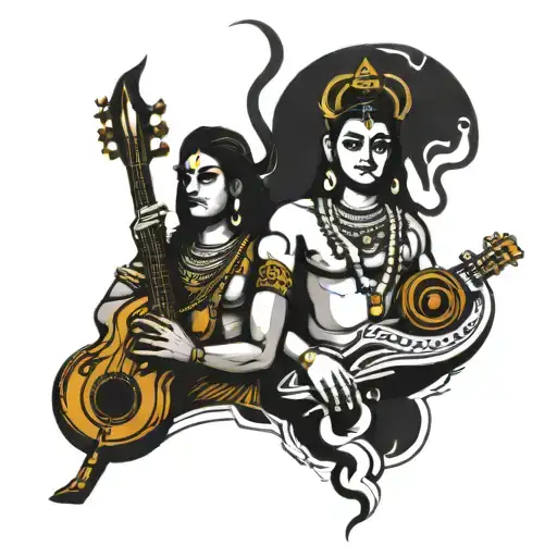 Music And Lord Shiva Holding Hand Coming