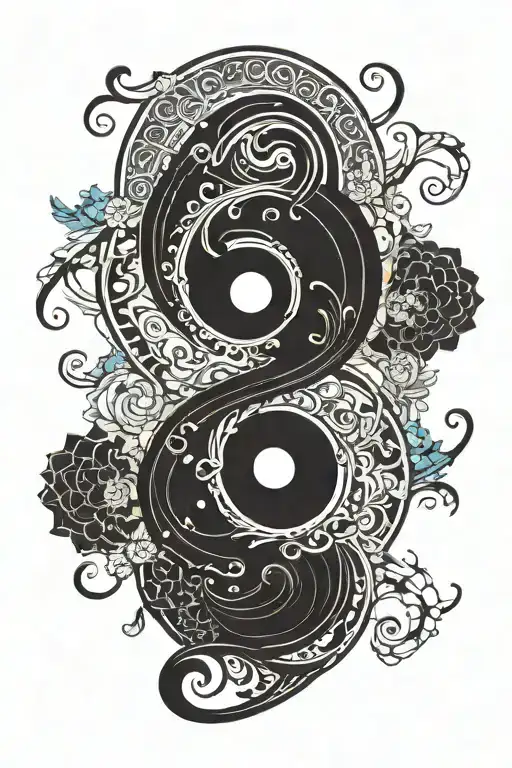 A Minimalist Line Art Tattoo Of A Semi Colon And Yin Yang Symbol