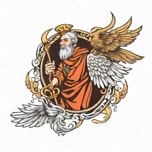 Saint Christopher With A Pheonix Bird On His Back