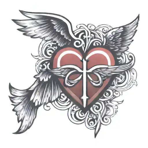 Heart Symbol Intertwined With Rn Symbol And Wings