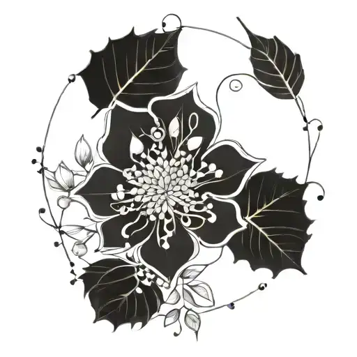 Dot Work Tattoo Design Combining Elements Of Nature