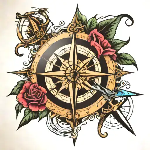 Mariners Compass With Ship And Anchor