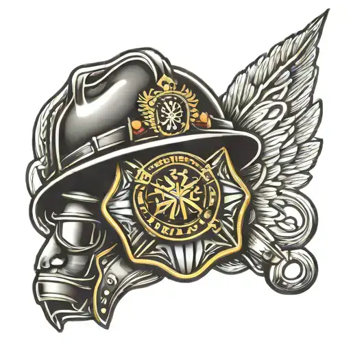 Hungarian Police Badge And Firefighter Helmet