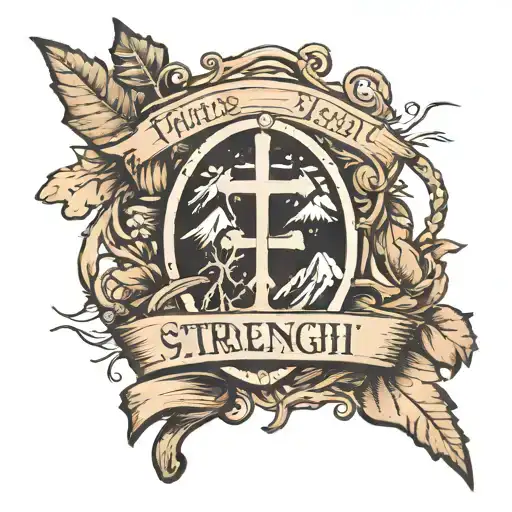 Rustic Christian Tattoo That Represents Strength Hiking With A Cross Black And White