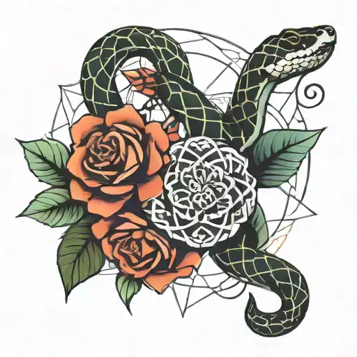 Snake And Roses Mandalas And Geometric And Abstract Shapes