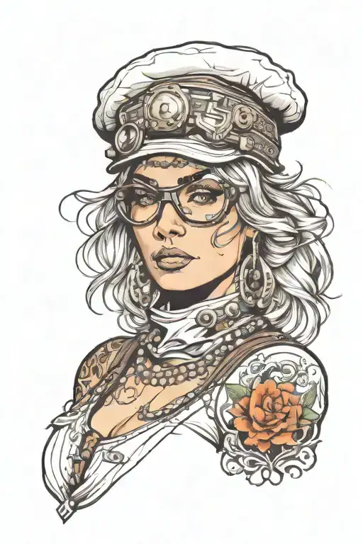 Gypsy Girl Wearing A Flight Cap And Goggles