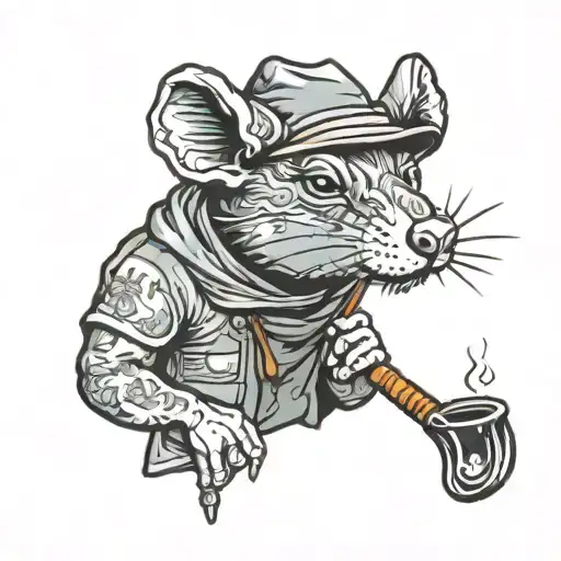 Cute Hood Rat Smoking Pipe
