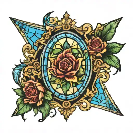 Roman Art Tattoo Stain Glass Window