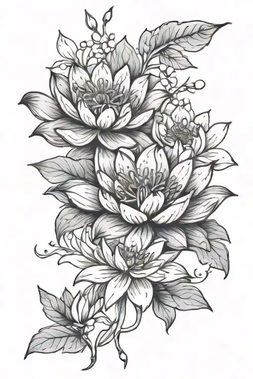 Water Lily And Larkspur Flower