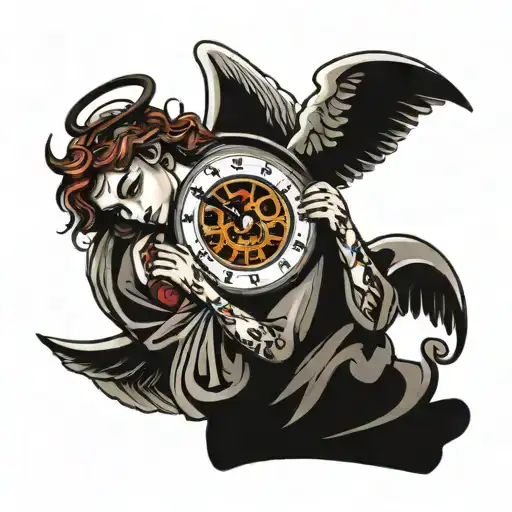 Angel Holding A Bloody Clock