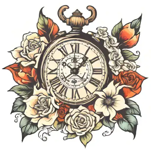Stop Clock With Flowers