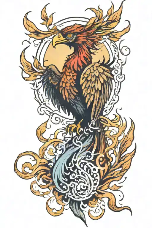 Phoenix Rising From The Ashes With Lighting