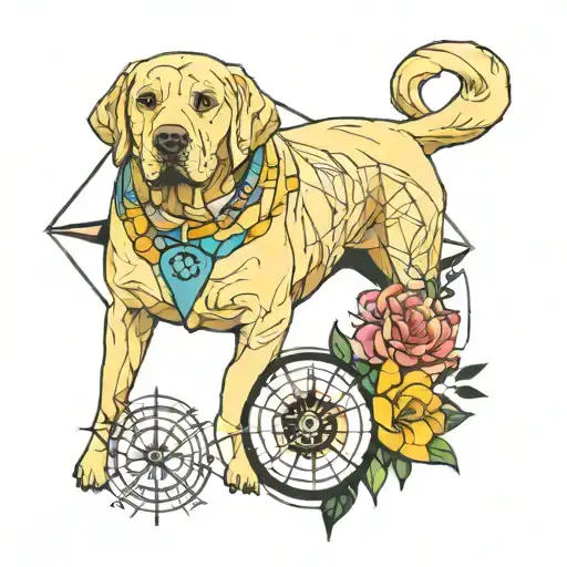 Geometric Compass With Yellow Labrador Retriever