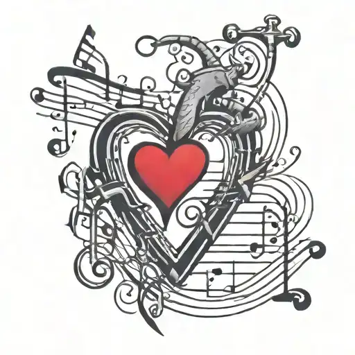 Heart Beat With Music Notes