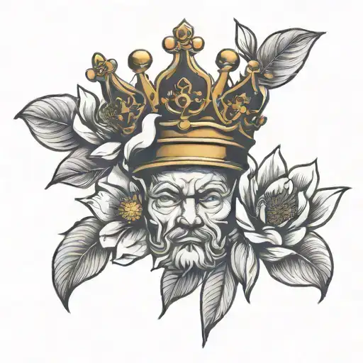 King Crown And Magnolia Flower