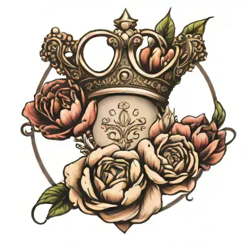 Crown And Magnolia Flower Intertwined Infinity Symbols