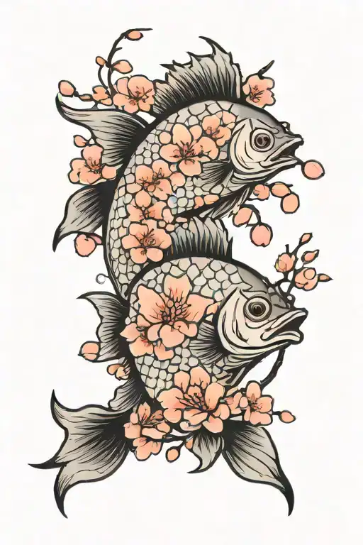 Fish And Cherry Blossom