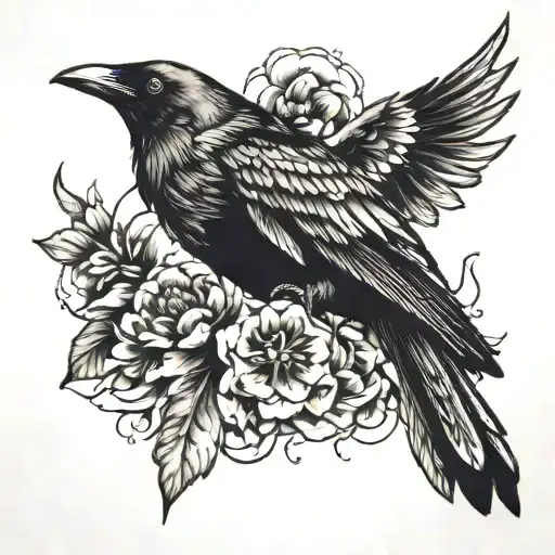 Crow And Flowers