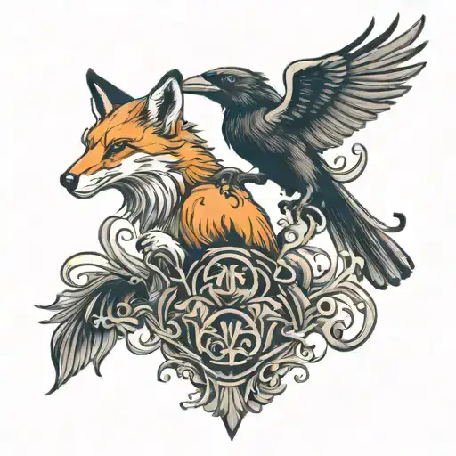 Fox And Raven In Battle