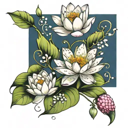 Water Lily With Lily Of The Valley Flowers