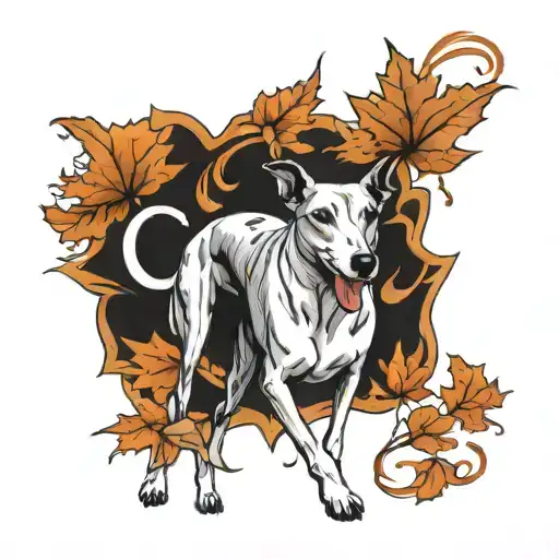 Greyhound Running With Maple Leaf And Number 4