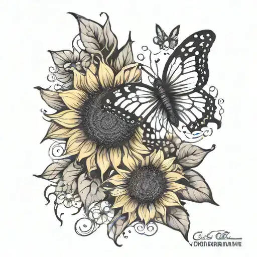 Sunflower Butterfly You Are My Sunshine