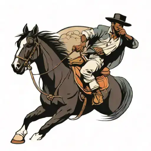 Country Black Boy Riding Horse