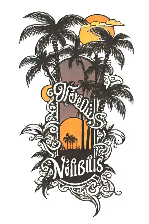 The Name Willis And In The Background Is The Sunset With Palm Trees