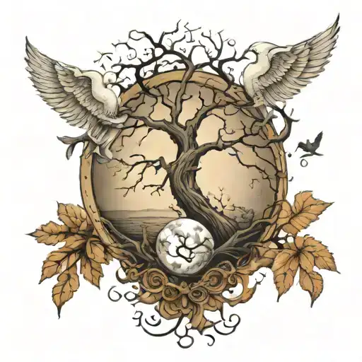 Moon And Angel And Dove And Dead And Life Tree